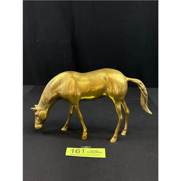 Vintage Brass Grazing Feeding Horse Statue Figurine 9.5 x 5.25 - Enesco?