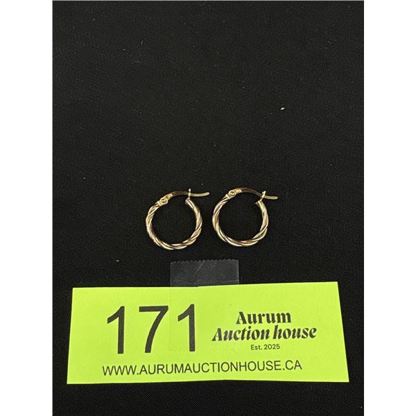 10K Gold Twisted Hoop Earrings 1.4 Grams - Tested