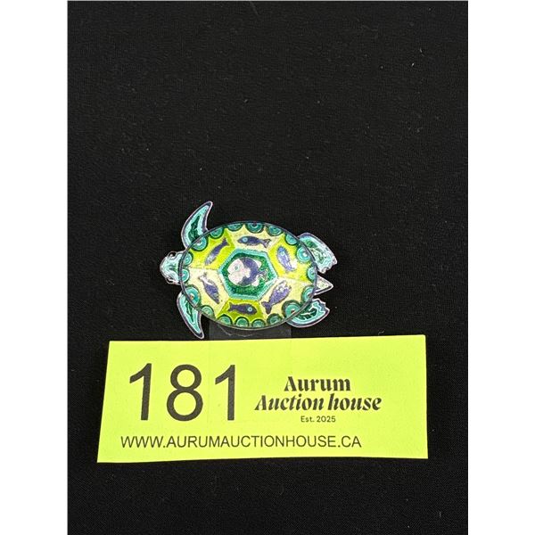 Vintage 925 Sterling Silver Zarah Enameled Brooch - Signed 1 5/8" - 8.1 Grams Tested