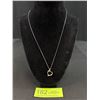 Image 1 : 10k White Gold 18" Curb Link Chain + 10k Diamond Heart - 2.7 Grams - Tested