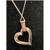 Image 2 : 10k White Gold 18" Curb Link Chain + 10k Diamond Heart - 2.7 Grams - Tested