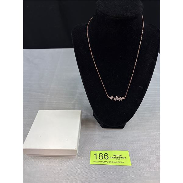 Quality Rose Gold Over 925 Sterling Necklace 18" to 20" Good Quality Claw Set, Open Back Tested