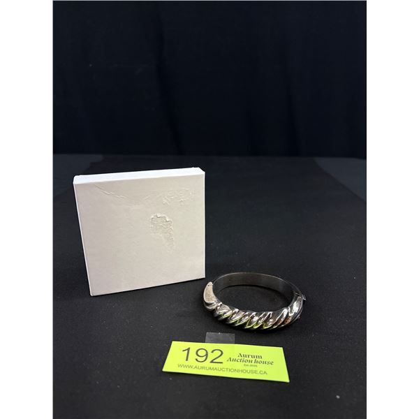 Statement Piece - 41.25 Grams - Vintage 925 Sterling Silver Hinged Cuff Bracelet w/ Clasp, Thick Hea