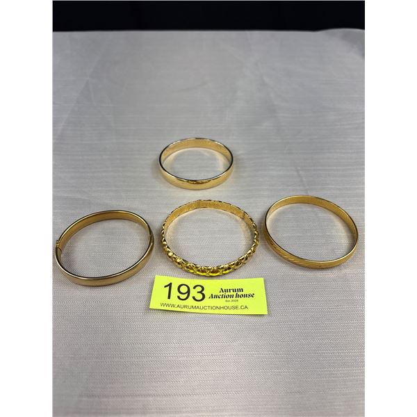 4 Signed Vintage Gold Bracelet Bangles 3 Monet and Liz Clairborne - All In Great Shape