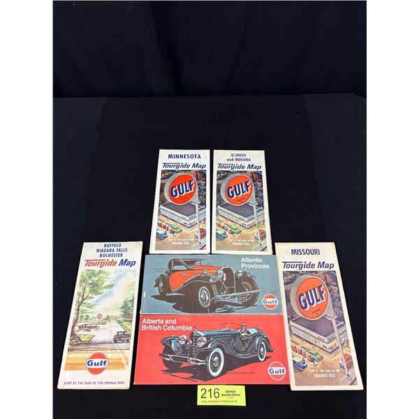 Lot of 6 Gulf 1960s and 70s Roadmaps Great Graphics
