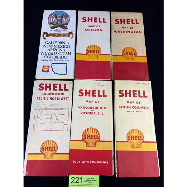 Lot of 6 1960s Shell Roadmaps