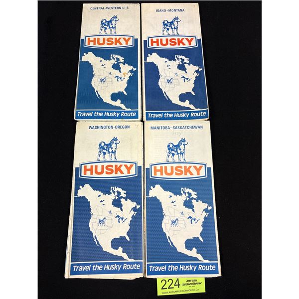 Lot of 4 1970s Husky Gas Roadmaps