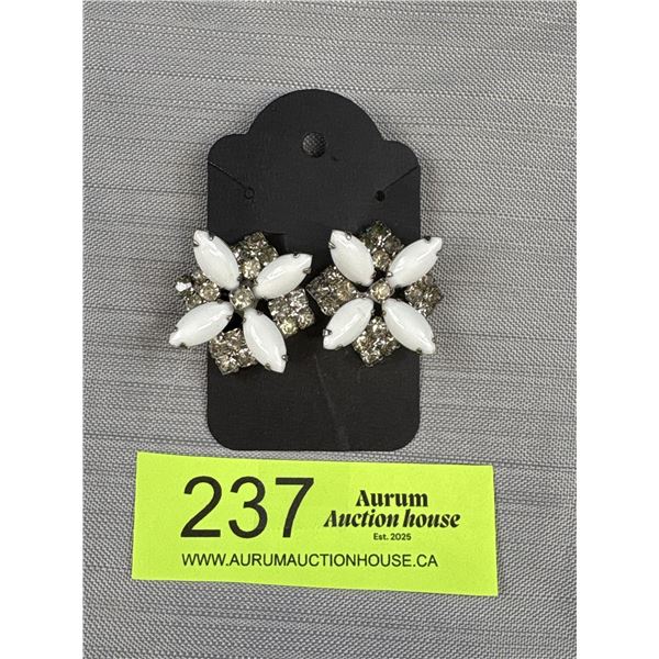 Good Quality Pair of Vintage 50's Rhinestone Earrings