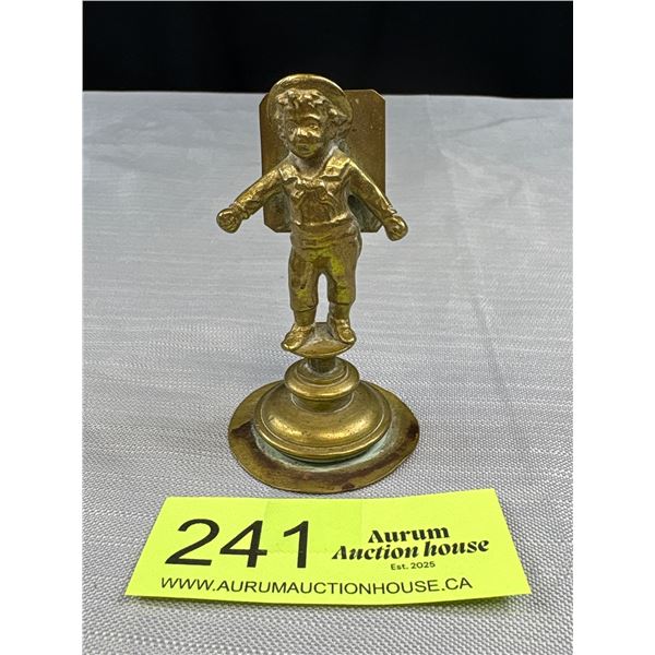 A Victorian (1880-1890) Brass Figural Place Card Holder (Nice Item)