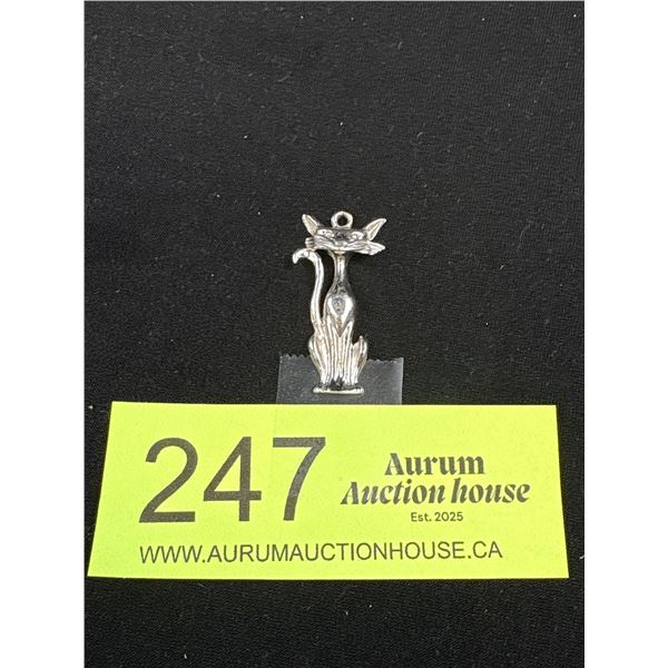 Large 1.5" Stylized Cat Pendant in Sterling