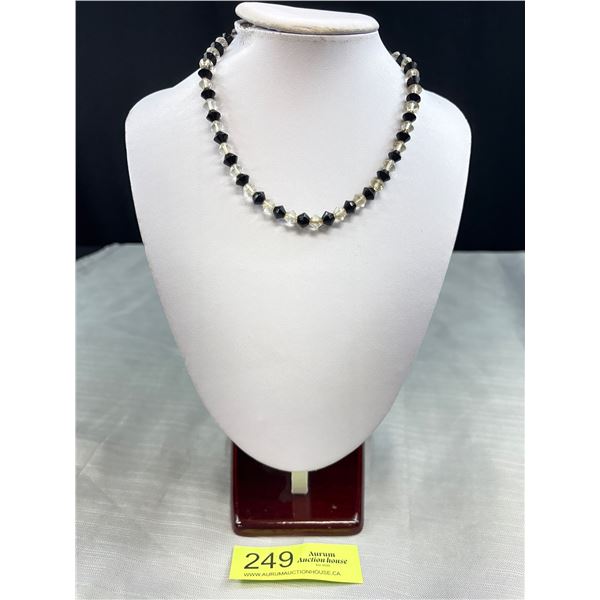 1930's Black + Clear Crystal Necklace