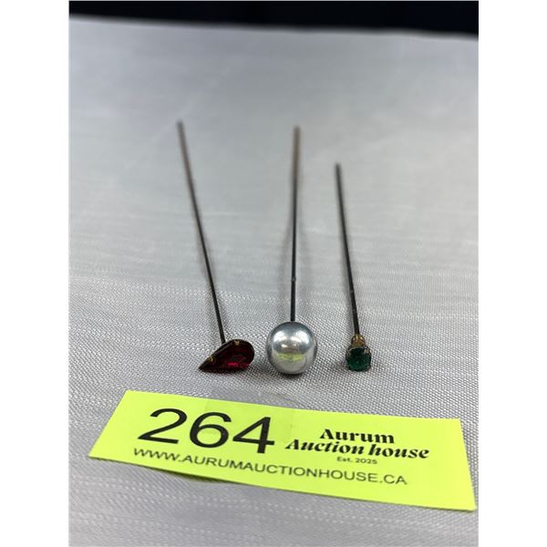 3 Early 1900's Hatpins