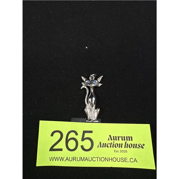 A Large Stylized Sterling Cat Pendant
