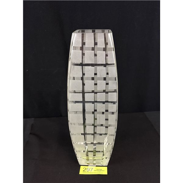 Vintage 14" Clear & Frosted Windowpane Vase