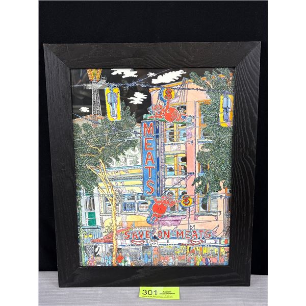 Vintage "Save-On Meats" Sign Artwork by Vancouver Artist Keith McKellar "Laughing Hand"