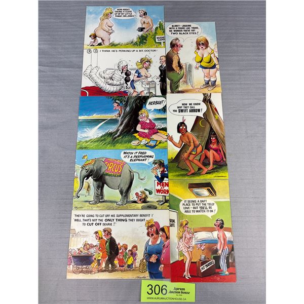 8 Vintage Humourous Adult Post Cards - Printed in England
