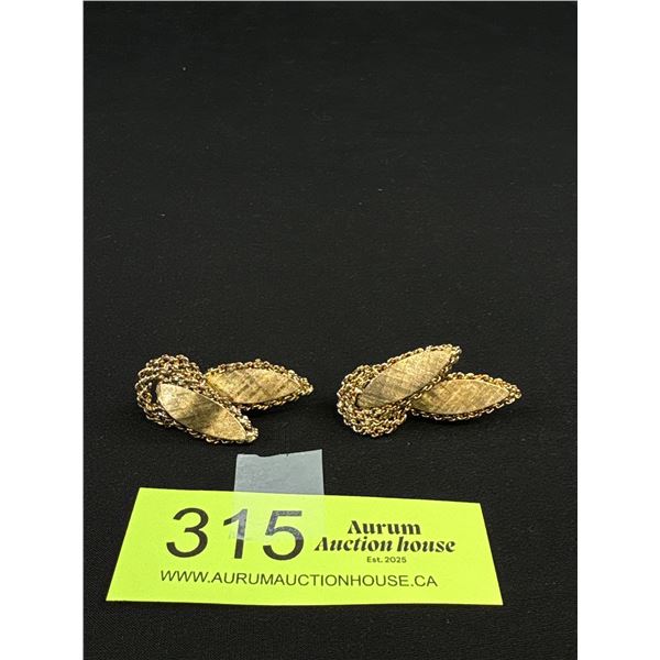 Vintage Sterling Clip Back Earrings w/ Gold Wash