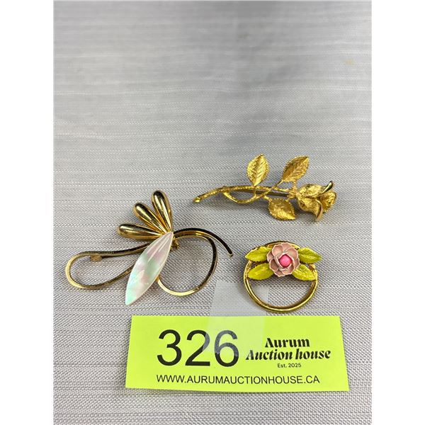 Pretty Vintage Brooches - Mother of Pearl Accent & Ceramic Floral