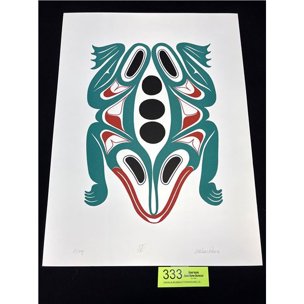 Very Nice 13" x 17" Numbered and Signed West Coast Native Print, Frog 115/130