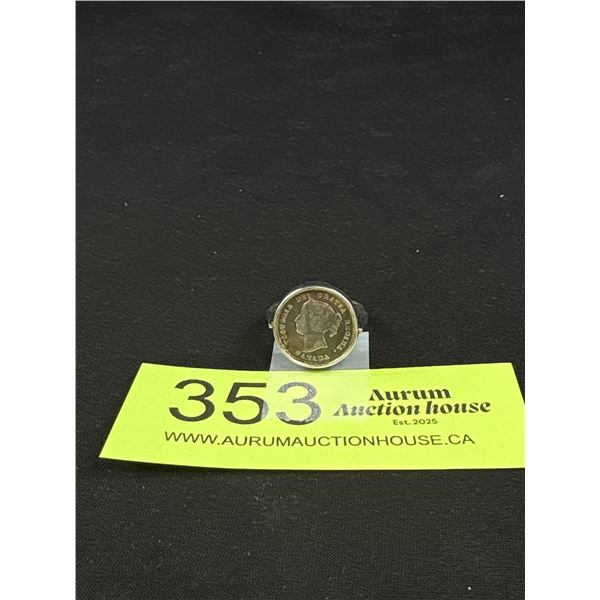 Antique 1897 Queen Victoria Sterling Silver Coin Ring Genuine!
