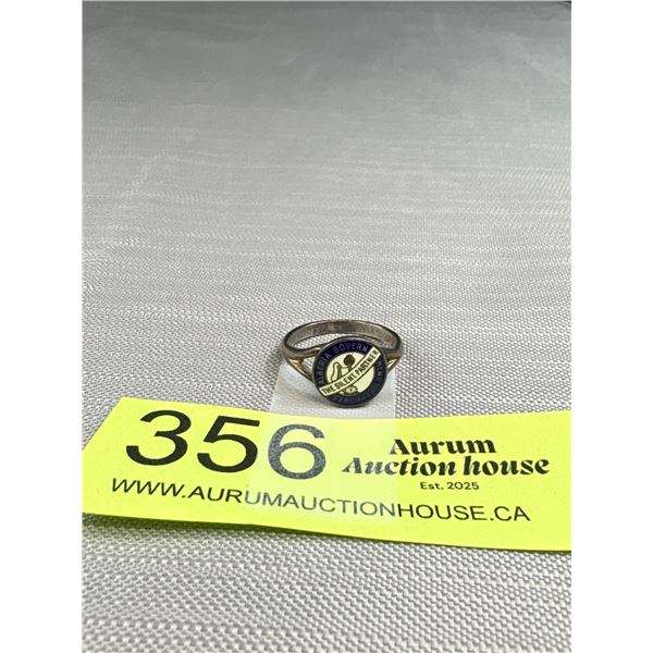 Antique Enamel Ring ALBERTA GOVERNMENT PHONES THE SILENT PARTNER Marked Sterling Excellent Condition
