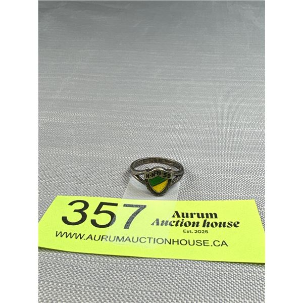 Antique Enamel School Ring Marked STERLING BIRKS