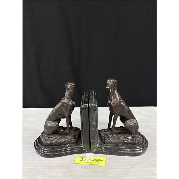 Pair of Marble-Base Greyhound Bookends