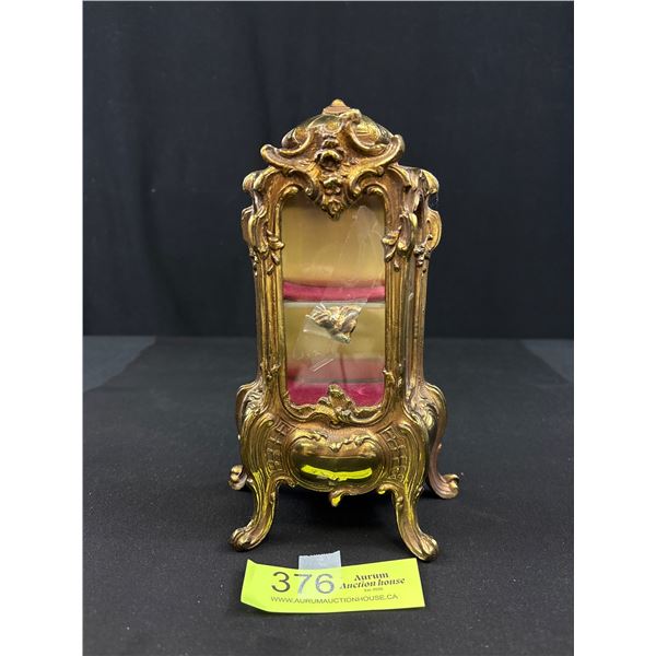 Miniature Louis XV Style Metal Display Cabinet 8-1/2" High, As Is
