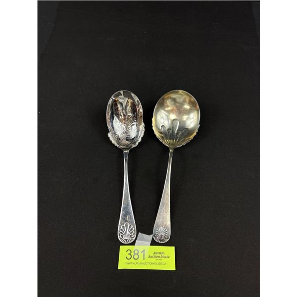 2 -9" Shell Pattern Silverplated Serving Spoons