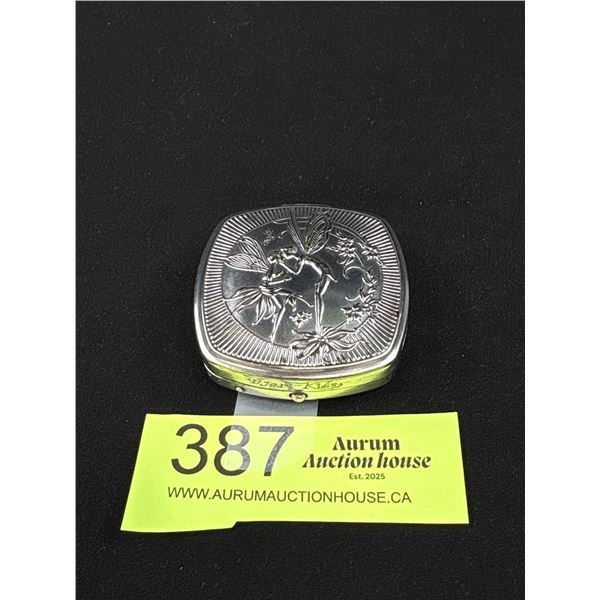 1920's Silverplated Art Deco Powder Compact with Mirror, Powder, and Rouge Compartments