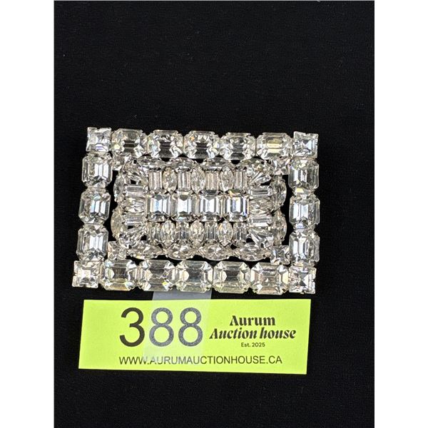 Huge 3" x 2" Dazzling Vintage Statement Rhinestone Brooch