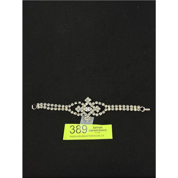Vintage Rhinestone Bracelet with Marquise Center