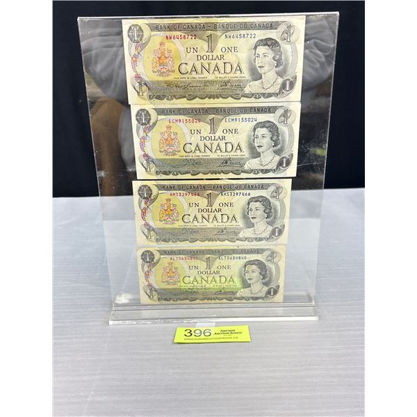 1973 Canada 1 Dollar Bills Collection In Display, Measures Approx 8 1/2" x 11 1/2"