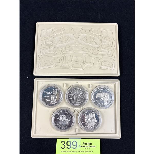 Hard to Find 1977 "The Indian Heritage Series" Coins in Case, Honors 5 of the Major Tribal Groups of