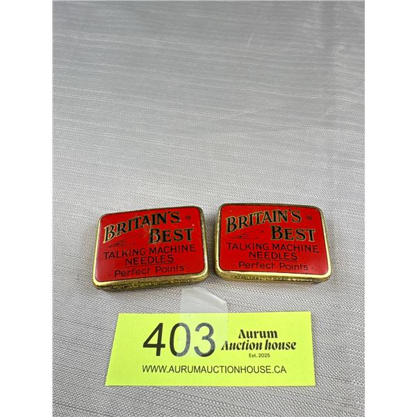 2 1920's Britans Best Photograph Needles Tins, Both Full