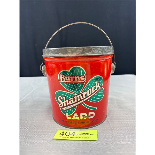 Antique Burns Shamrock Large Pale 3LB, Established 1923 Graphics on Side, Approx 6" Tall
