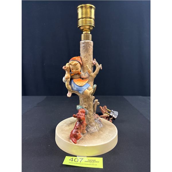 Hard to Find Vintage Hummel "'She Loves me, She Loves Me Not' By the Fence" Lamp Stamped 222/37 Germ