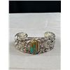 Image 2 : Silver Plated w/ Turquoise Stone Open Cuff Bangle
