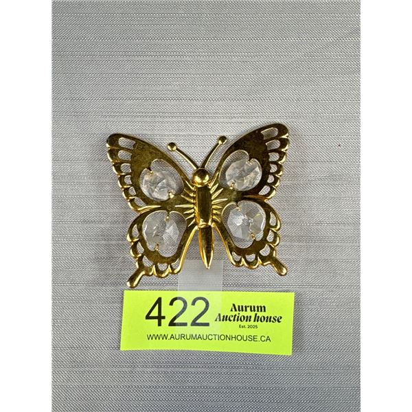 Large Gold w/ Crystal Stones Dangling Butterfly Mascot 1993