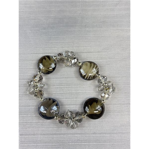 Outstanding Art Glass Beads + Crystal Beads Bracelet