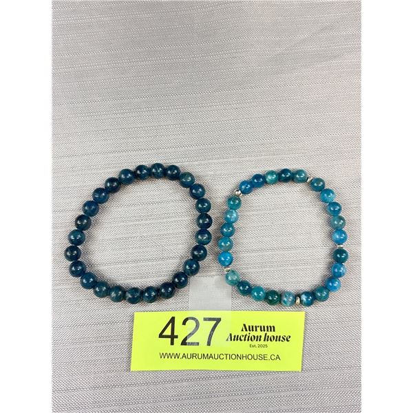 2 Genuine Stone Beads Stretch Bracelets