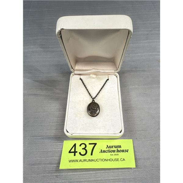 Antique Hand Etched .925 Sterling Pendant Marked STERLING