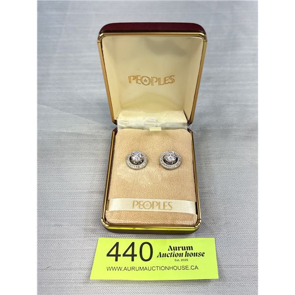 Marked Sterling Silver .925 Classy Diamond Earringsr Quality