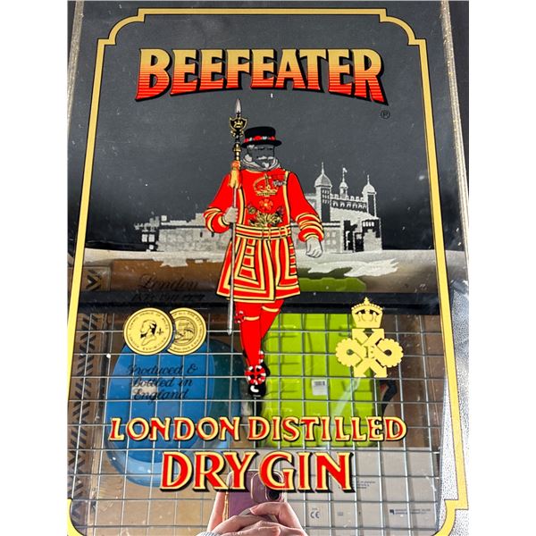 Vintage 18" Tall Beefeater Dry Gin Advertising Mirror