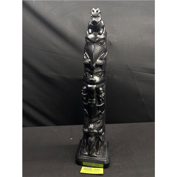 Very Heavy 19" Tall Nicely Carved Native Resin Totem Pole