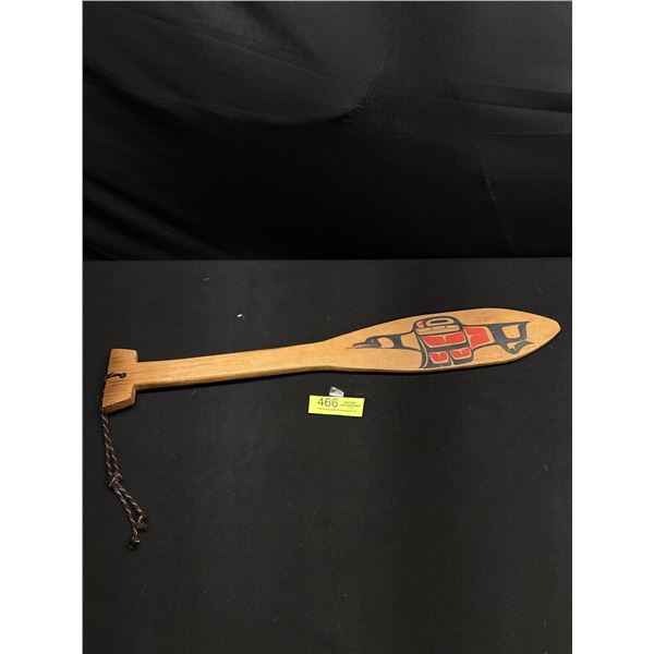 Very Nice Westcoast Native 26" Long Painted Paddle Signed Ben Houstie Heida 1988