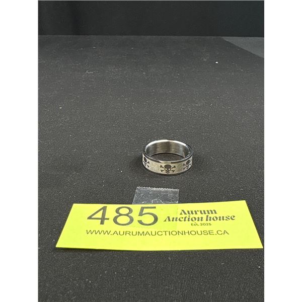 Large Stainless Steel Skull Ring Band Unmarked Could Be Titanium Size 12.5
