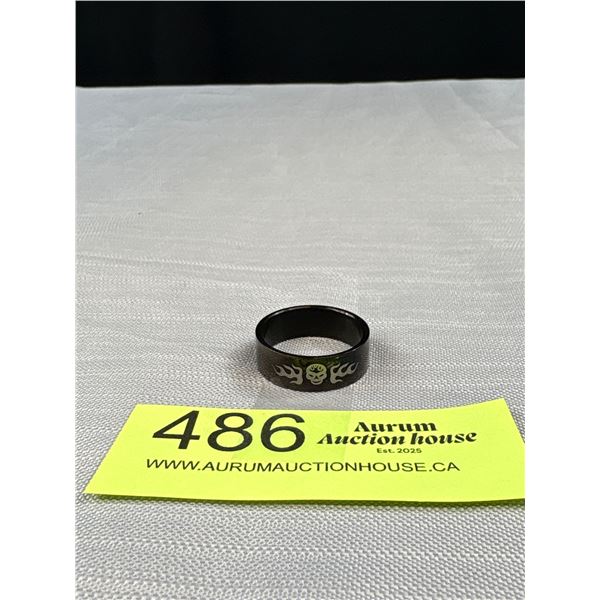 Large Black Metal Skull Ring Unmarked Size 12.5