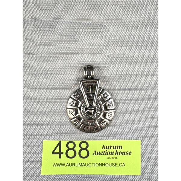 Vintage Silver Tone Rotating Wheel Pendant