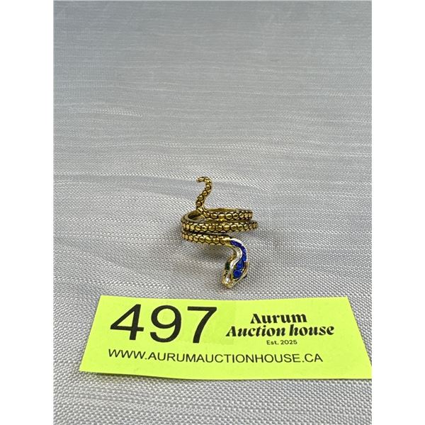 Gold Colour w/ Tiny Stones Cobra Ring Unmarked Size 8